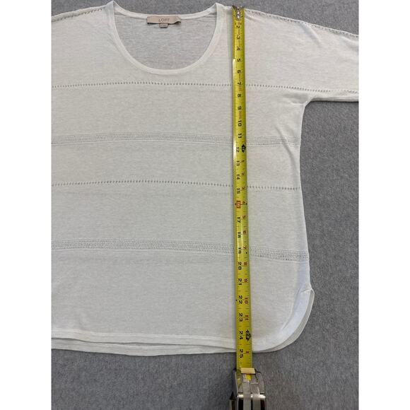 Ann Taylor Loft Soft Linen Blend White Blouse with  Design Detail - Size Medium - Picture 3 of 8